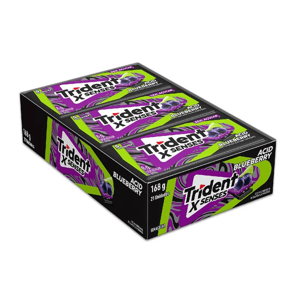 Chicle Trident XSenses Acid Blueberry 21un x 8g | Comercial Ribeirão